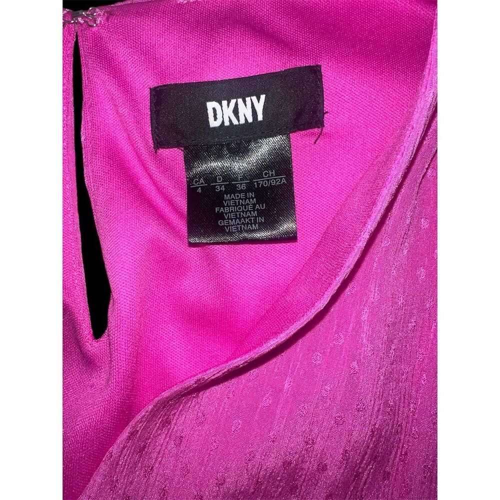 DKNY Women's Fuchsia Puff Sleeve V-Neck Midi - Picture 14 of 16